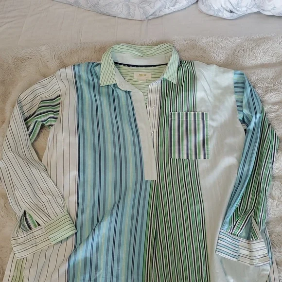 Maeve Anthropologie Alix Oversized Henley Popover Tunic Blouse - Picture 2 of 10